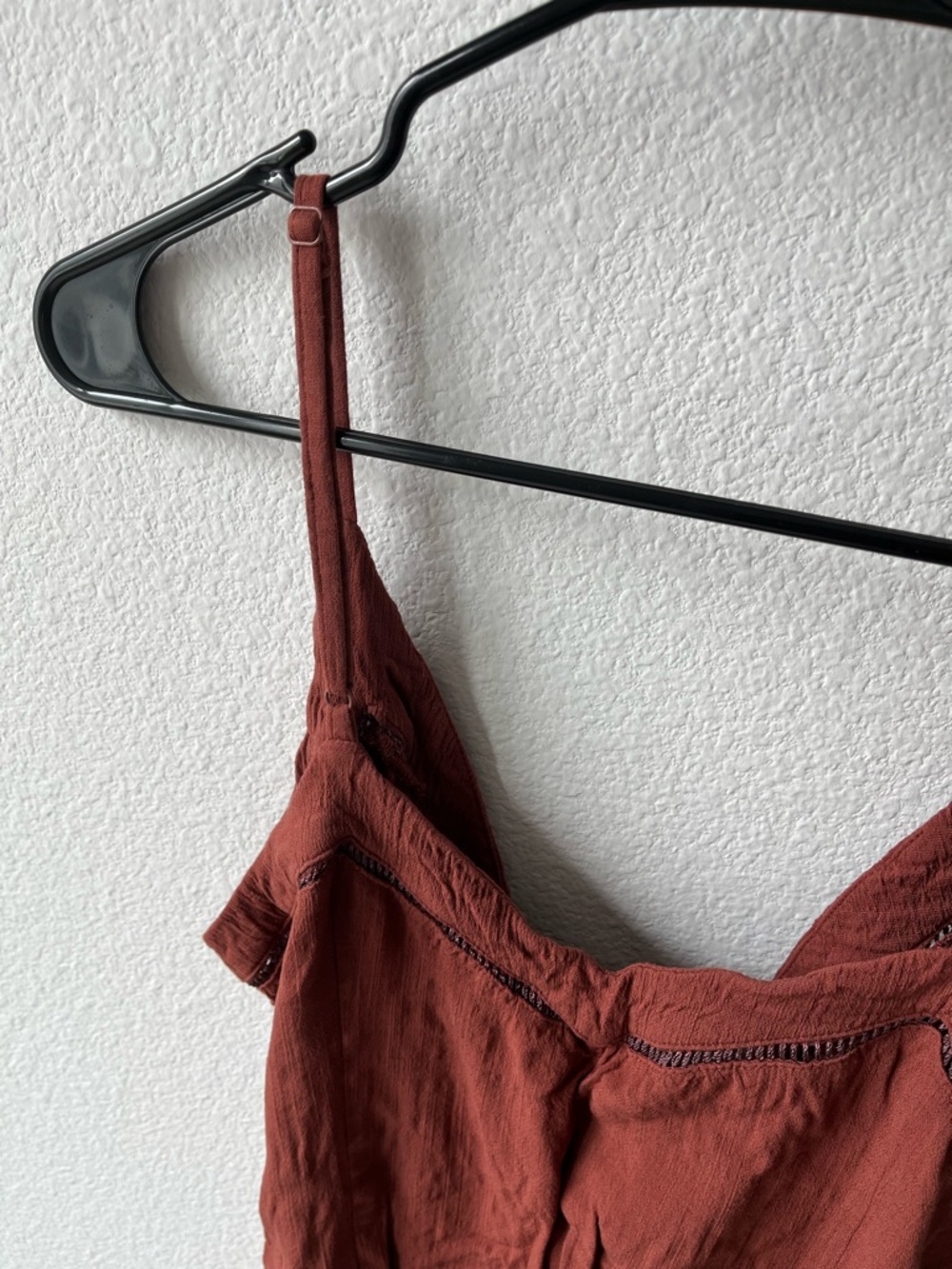 Dylan Mini Slip Dress- Ruched Wrap Mini Dress in Rust/warm brown/baked red - Picture 6 of 10